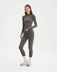 SUUKSESS Workout Sets for Women 2 Piece Seamless Long Sleeve Yoga Outfits Active Leggings Half Zippy Jacket Gym Set-SUUKSESS-Grey-XS-SUUKSESS