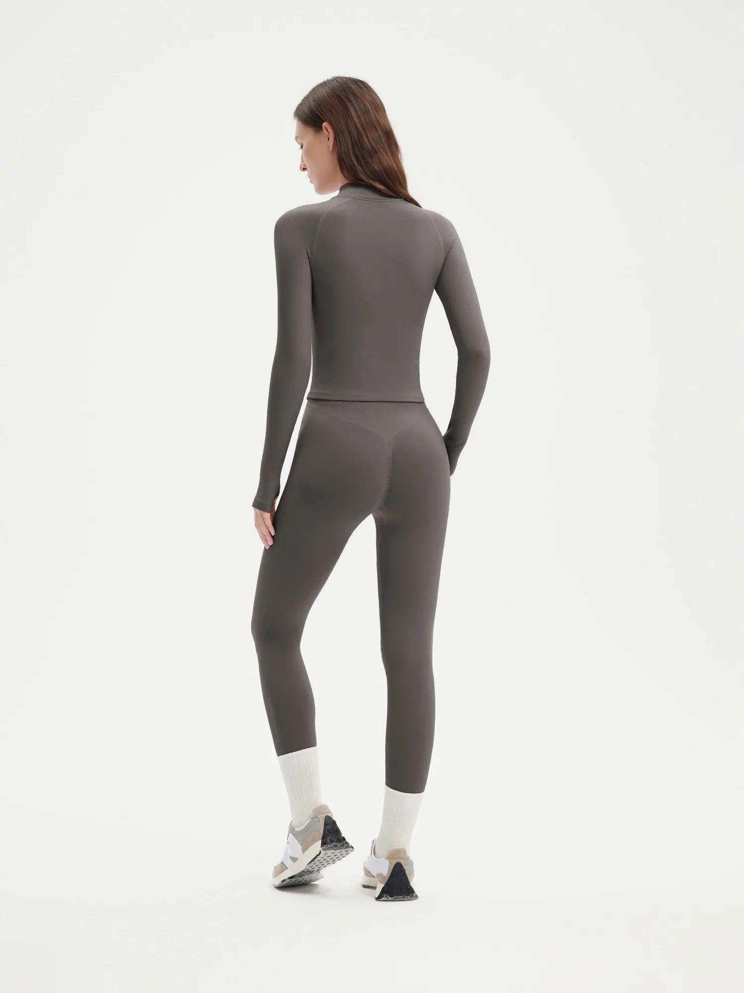SUUKSESS Workout Sets for Women 2 Piece Seamless Long Sleeve Yoga Outfits Active Leggings Half Zippy Jacket Gym Set-SUUKSESS-SUUKSESS