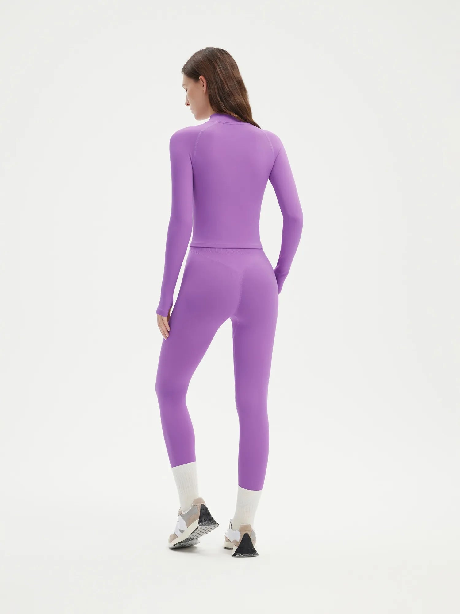 SUUKSESS Workout Sets for Women 2 Piece Seamless Long Sleeve Yoga Outfits Active Leggings Half Zippy Jacket Gym Set-SUUKSESS-SUUKSESS