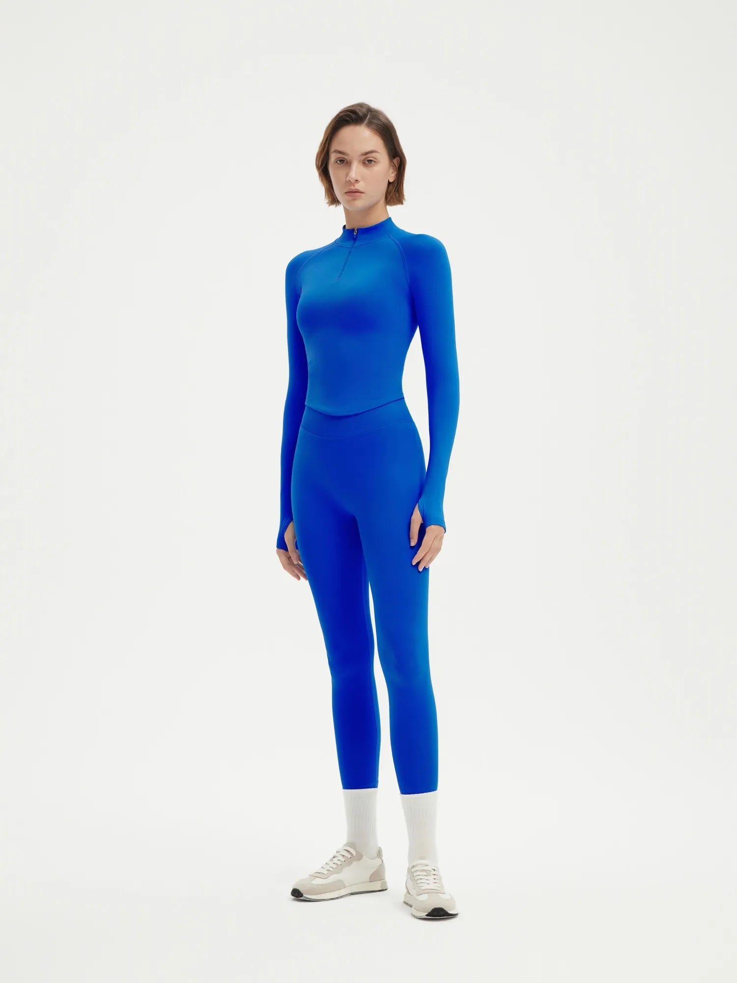 SUUKSESS Workout Sets for Women 2 Piece Seamless Long Sleeve Yoga Outfits Active Leggings Half Zippy Jacket Gym Set-SUUKSESS-SUUKSESS