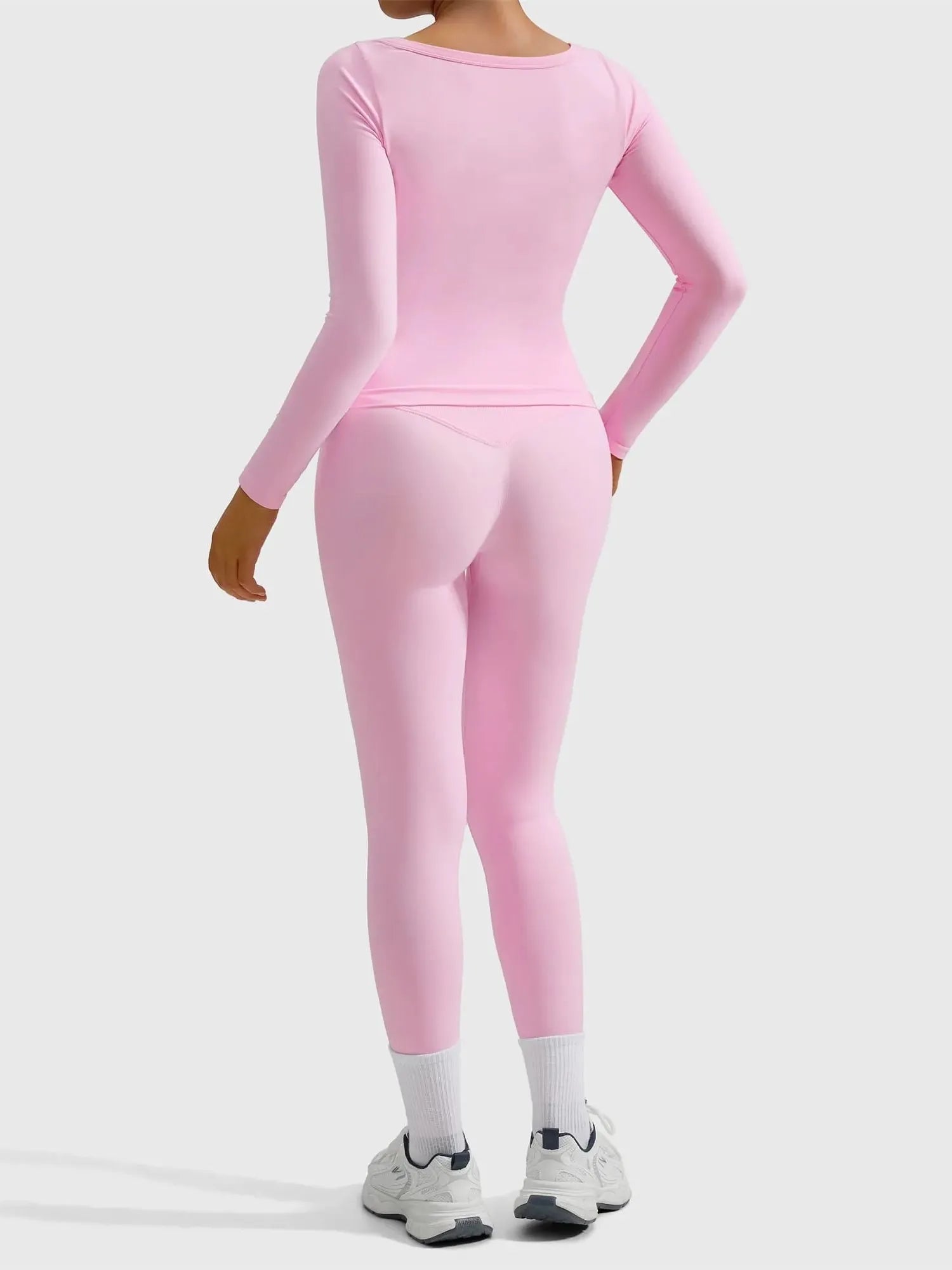 SUUKSESS Women 2 Piece Workout Sets High Waisted Seamless Leggings Active Long Sleeve Tops-SUUKSESS-SUUKSESS