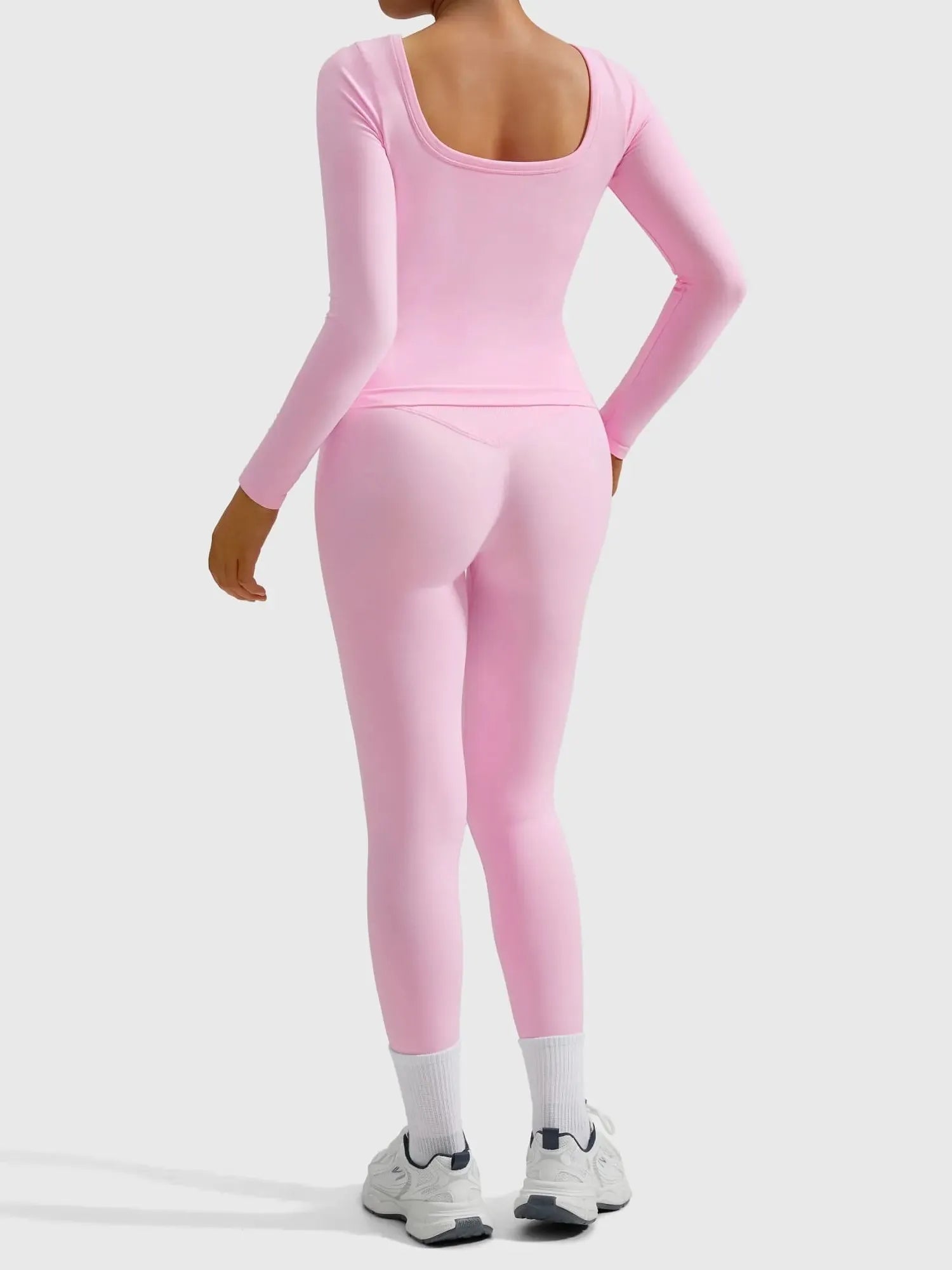 SUUKSESS Women 2 Piece Workout Sets High Waisted Seamless Leggings Active Long Sleeve Tops-SUUKSESS-SUUKSESS