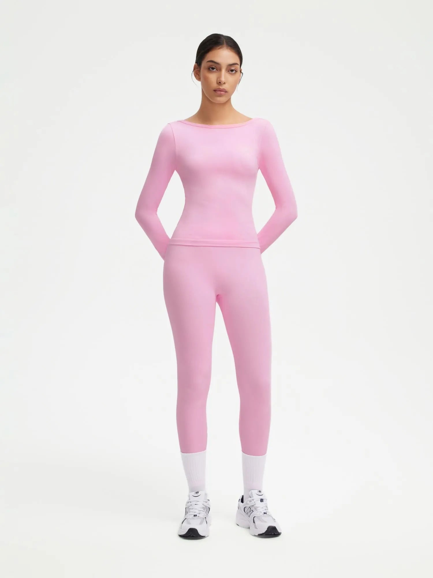 SUUKSESS Women 2 Piece Workout Sets High Waisted Seamless Leggings Active Long Sleeve Tops-SUUKSESS-SUUKSESS