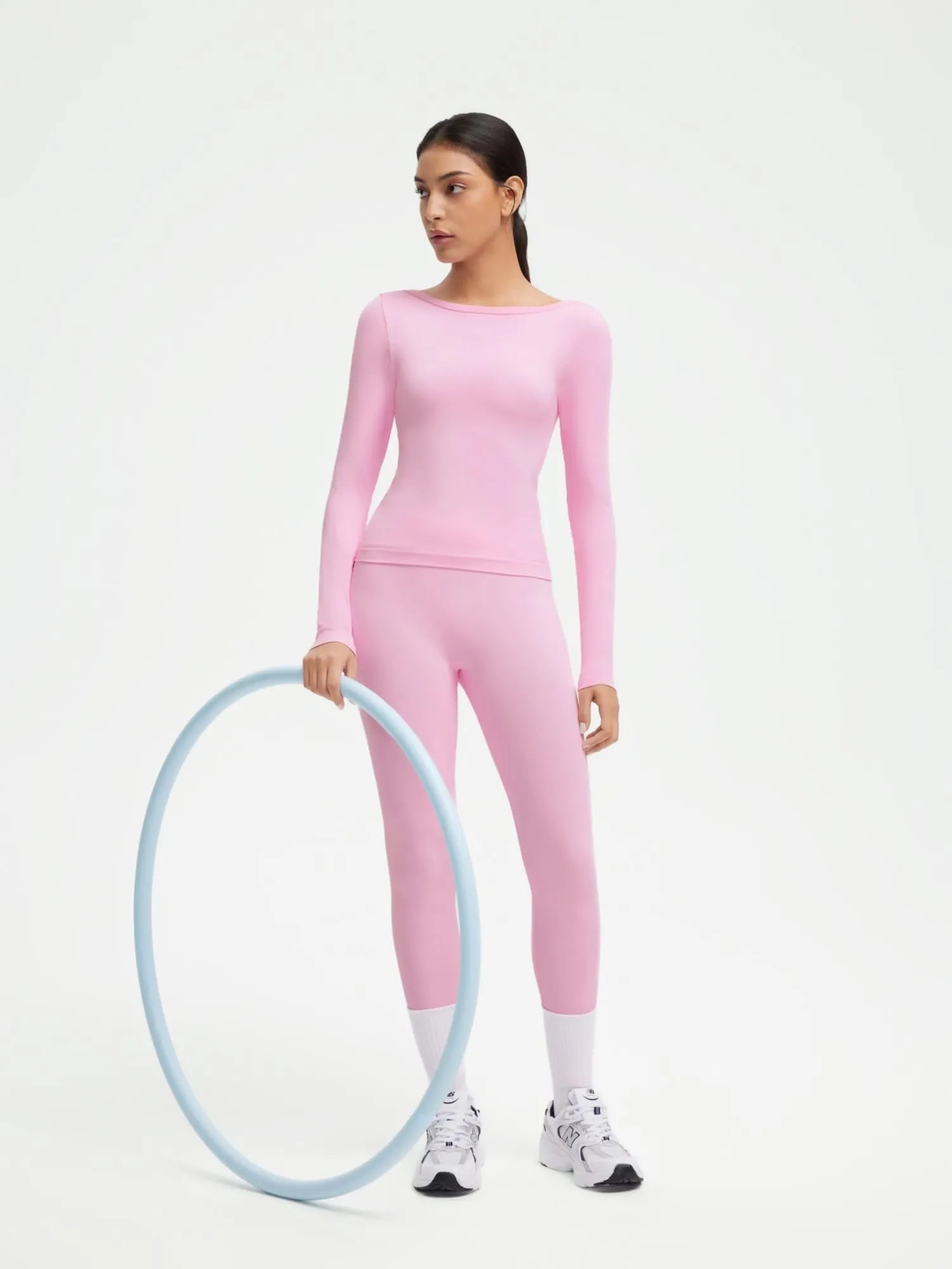 SUUKSESS Women 2 Piece Workout Sets High Waisted Seamless Leggings Active Long Sleeve Tops-SUUKSESS-SUUKSESS