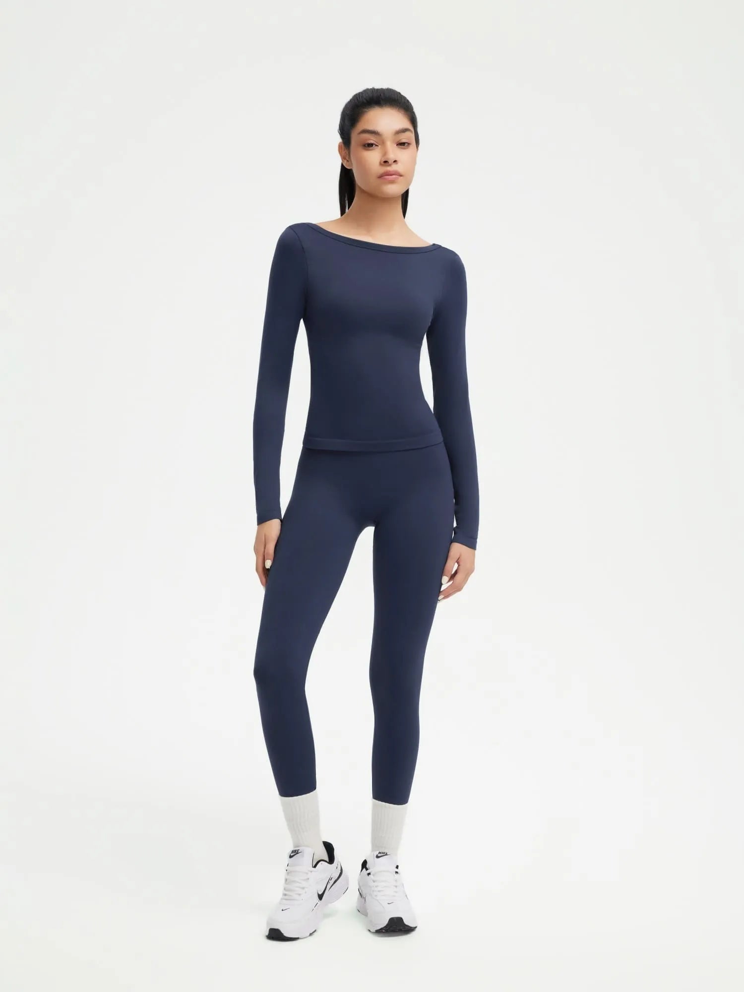 SUUKSESS Women 2 Piece Workout Sets High Waisted Seamless Leggings Active Long Sleeve Tops-SUUKSESS-SUUKSESS