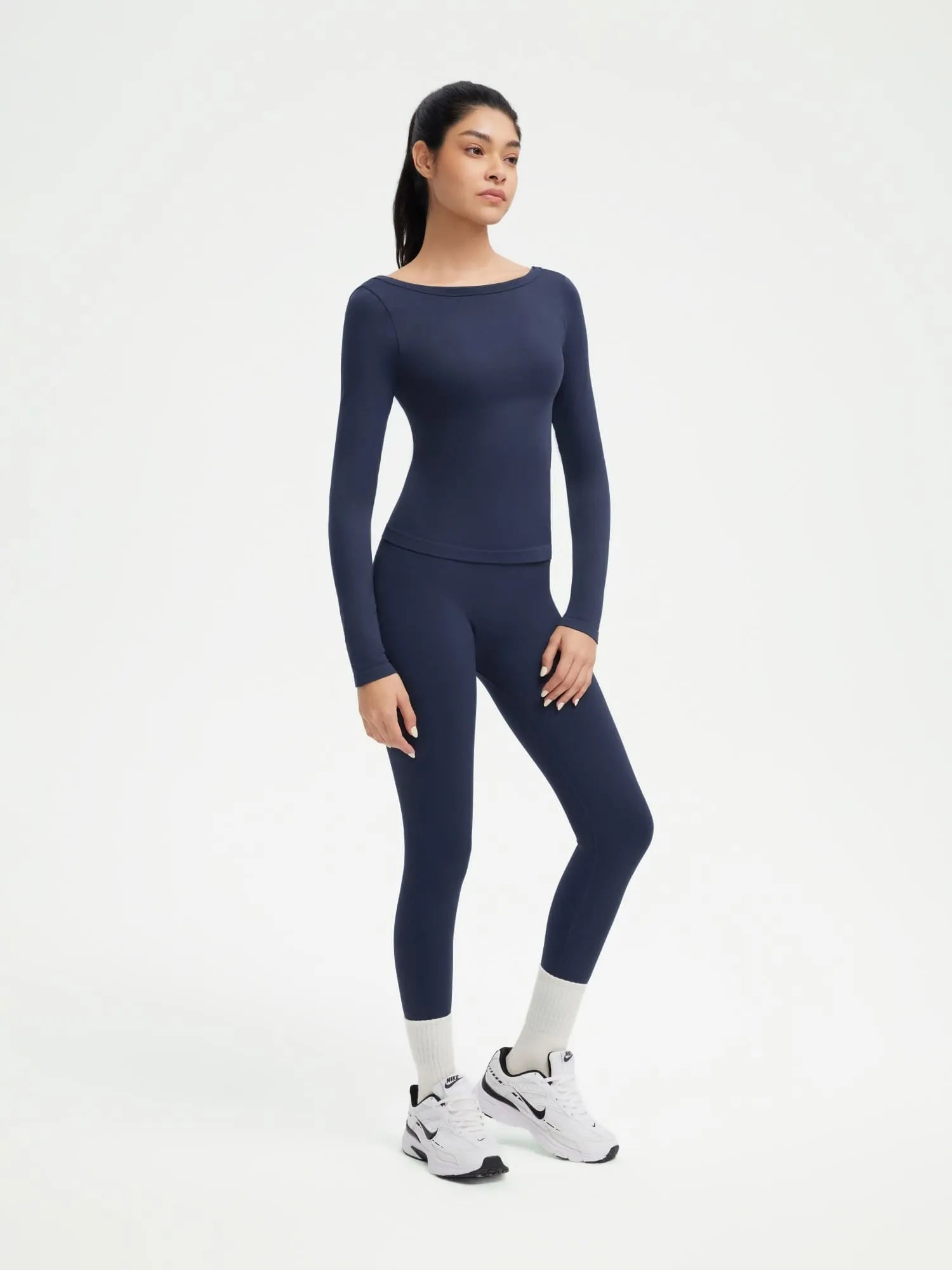 SUUKSESS Women 2 Piece Workout Sets High Waisted Seamless Leggings Active Long Sleeve Tops-SUUKSESS-SUUKSESS