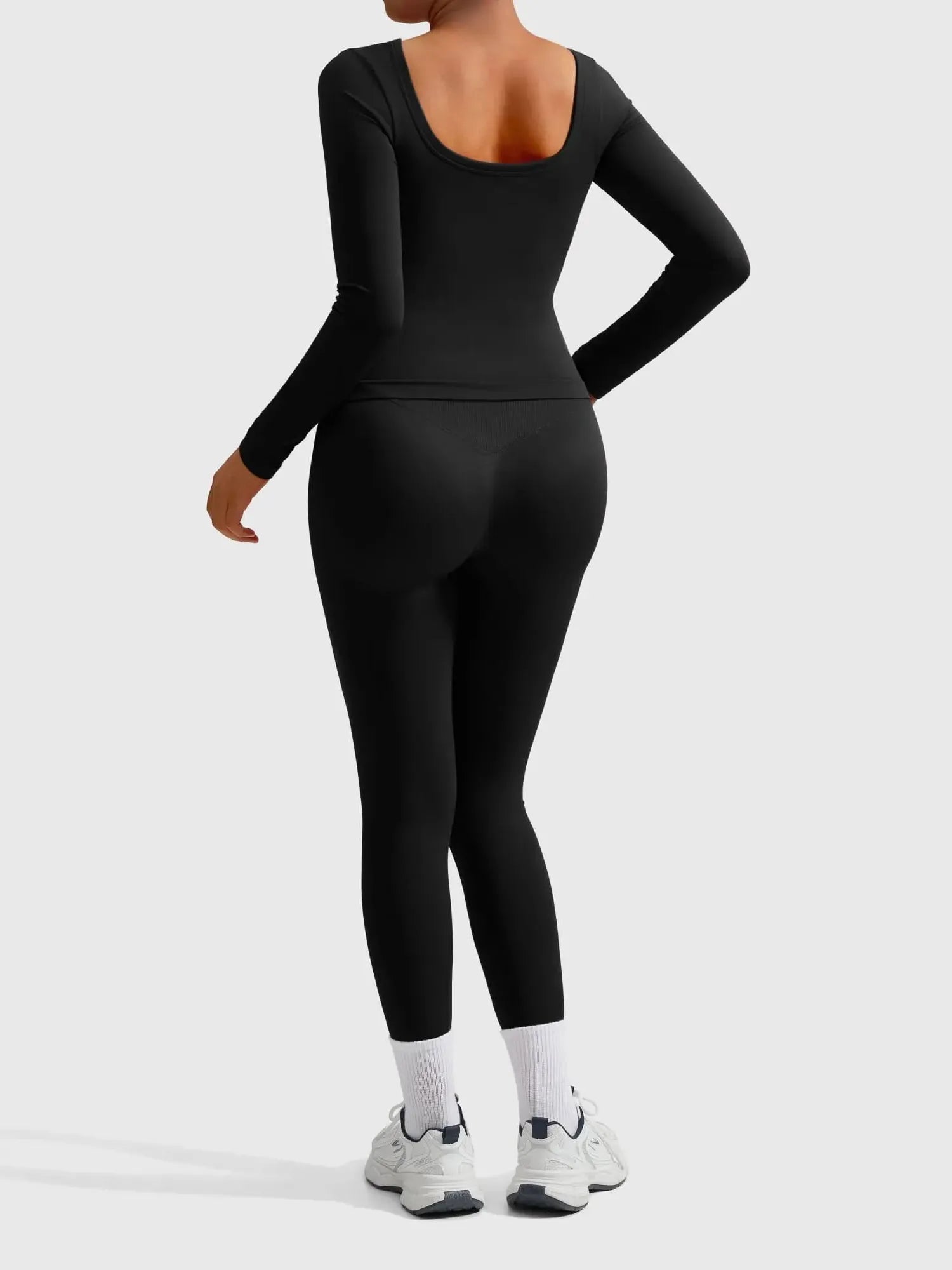 SUUKSESS Women 2 Piece Workout Sets High Waisted Seamless Leggings Active Long Sleeve Tops-SUUKSESS-SUUKSESS