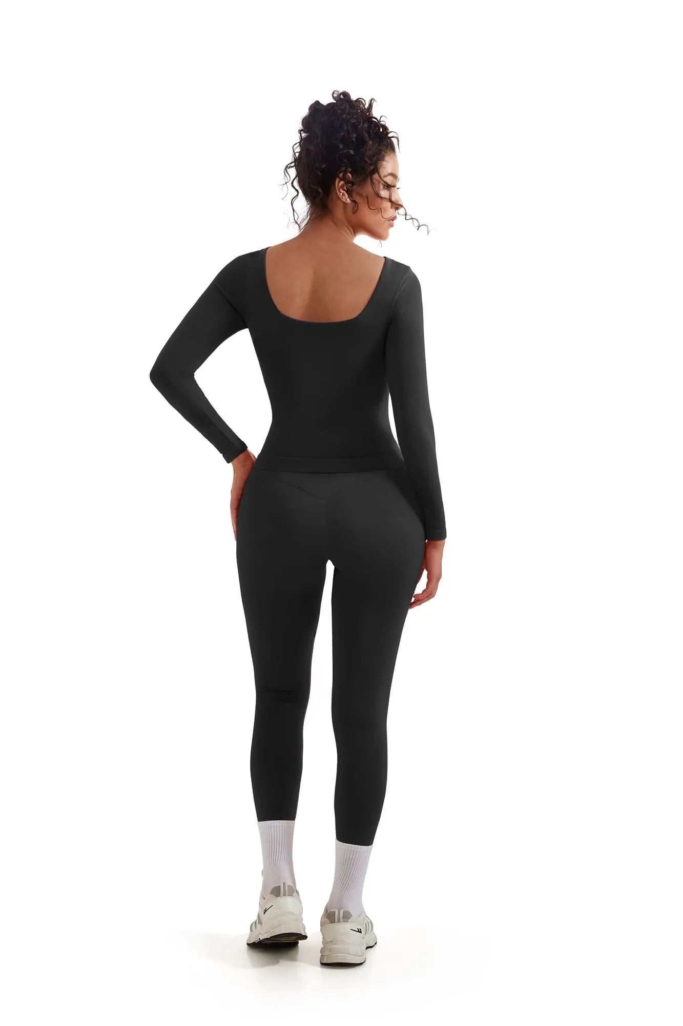 SUUKSESS Women 2 Piece Workout Sets High Waisted Seamless Leggings Active Long Sleeve Tops-SUUKSESS-SUUKSESS
