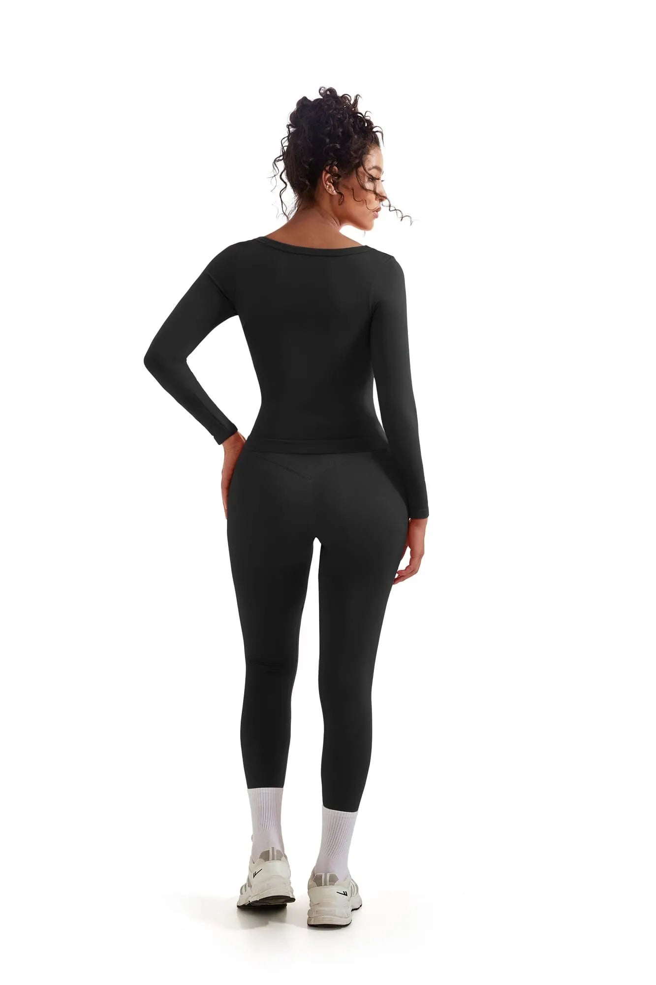 SUUKSESS Women 2 Piece Workout Sets High Waisted Seamless Leggings Active Long Sleeve Tops-SUUKSESS-SUUKSESS