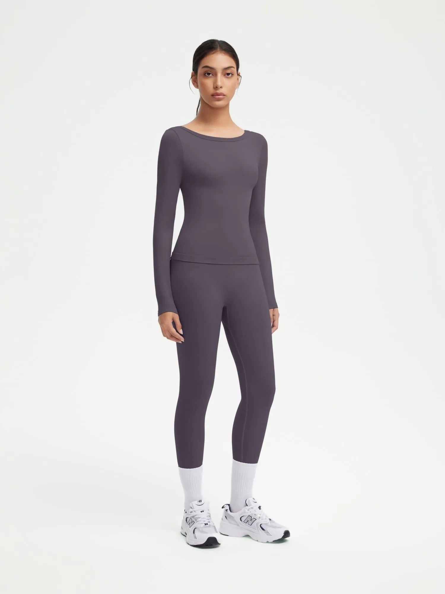 SUUKSESS Women 2 Piece Workout Sets High Waisted Seamless Leggings Active Long Sleeve Tops-SUUKSESS-SUUKSESS