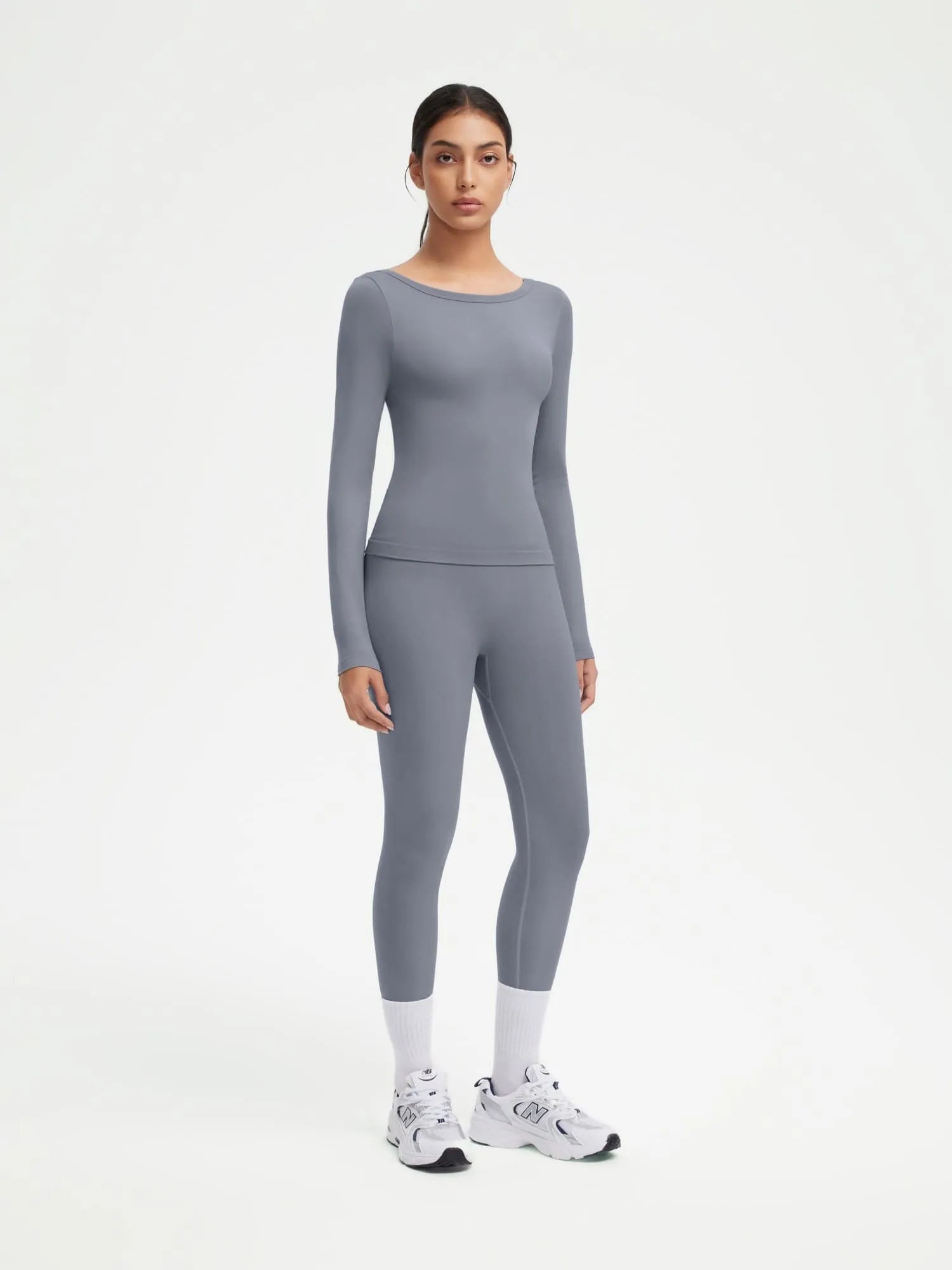 SUUKSESS Women 2 Piece Workout Sets High Waisted Seamless Leggings Active Long Sleeve Tops-SUUKSESS-SUUKSESS