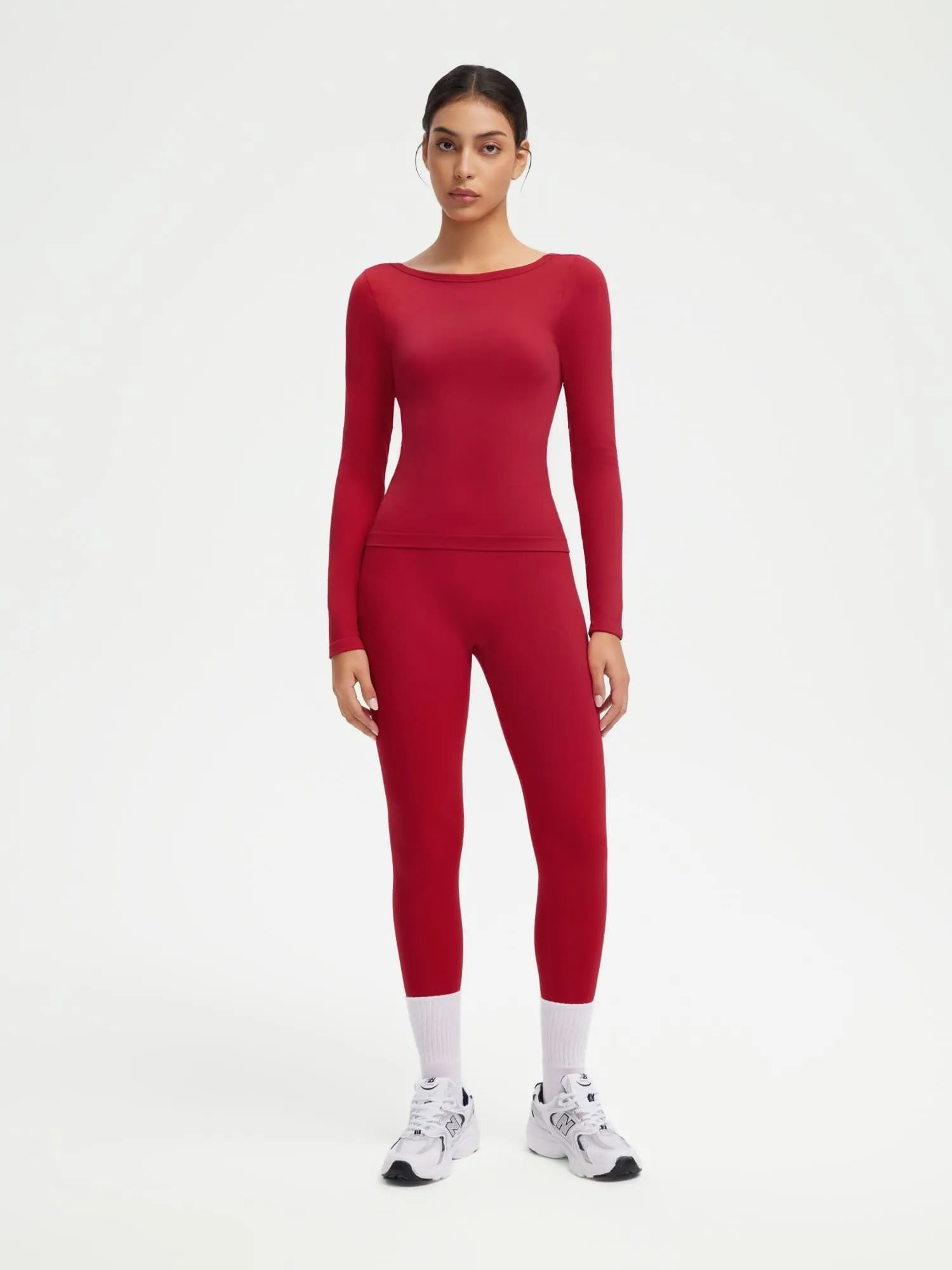 SUUKSESS Women 2 Piece Workout Sets High Waisted Seamless Leggings Active Long Sleeve Tops-SUUKSESS-SUUKSESS