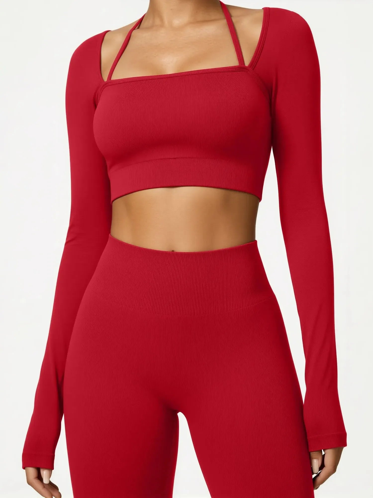 Square Neck 2 Piece Workout Sets-SS-SUUKSESS