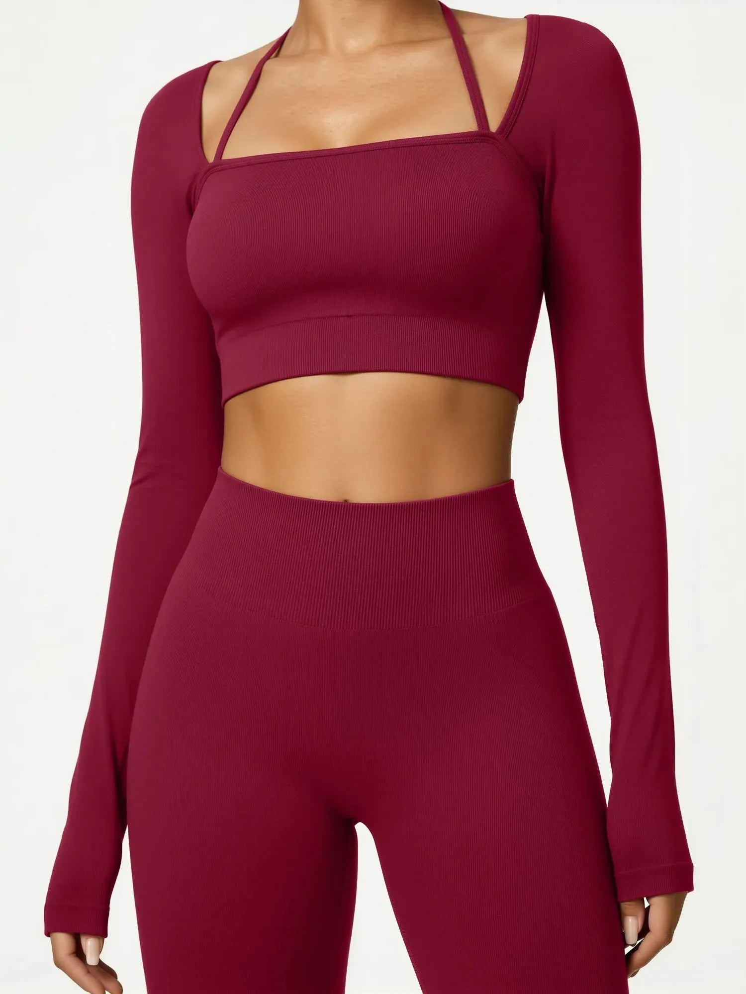 Square Neck 2 Piece Workout Sets-SS-SUUKSESS