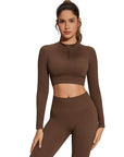 Half-Zip Athletic Top 2 Piece Workout Sets-SUUKSESS-SUUKSESS
