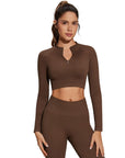 Half-Zip Athletic Top 2 Piece Workout Sets-SUUKSESS-SUUKSESS