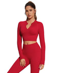 Half-Zip Athletic Top 2 Piece Workout Sets-SUUKSESS-SUUKSESS