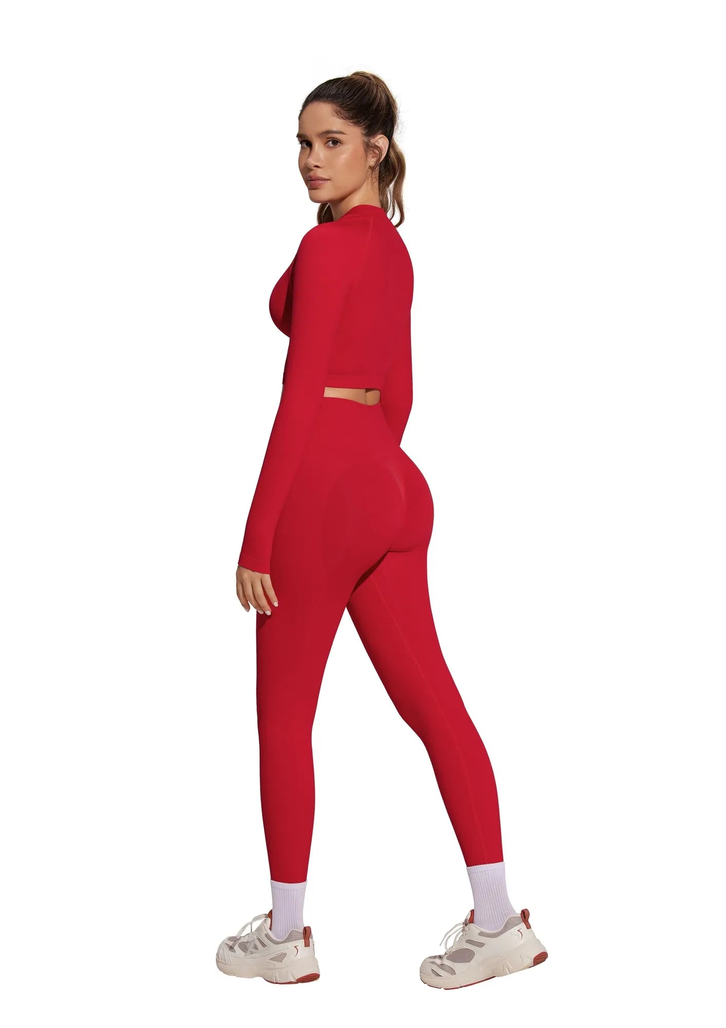 Half-Zip Athletic Top 2 Piece Workout Sets-SUUKSESS-SUUKSESS