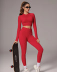 Half-Zip Athletic Top 2 Piece Workout Sets-SUUKSESS-SUUKSESS