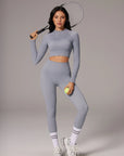 Half-Zip Athletic Top 2 Piece Workout Sets-SUUKSESS-SUUKSESS