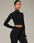 Mock Neck Crop Top Workout Set
