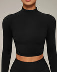 Mock Neck Crop Top Workout Set