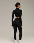 Mock Neck Crop Top Workout Set