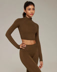 Mock Neck Crop Top Workout Set