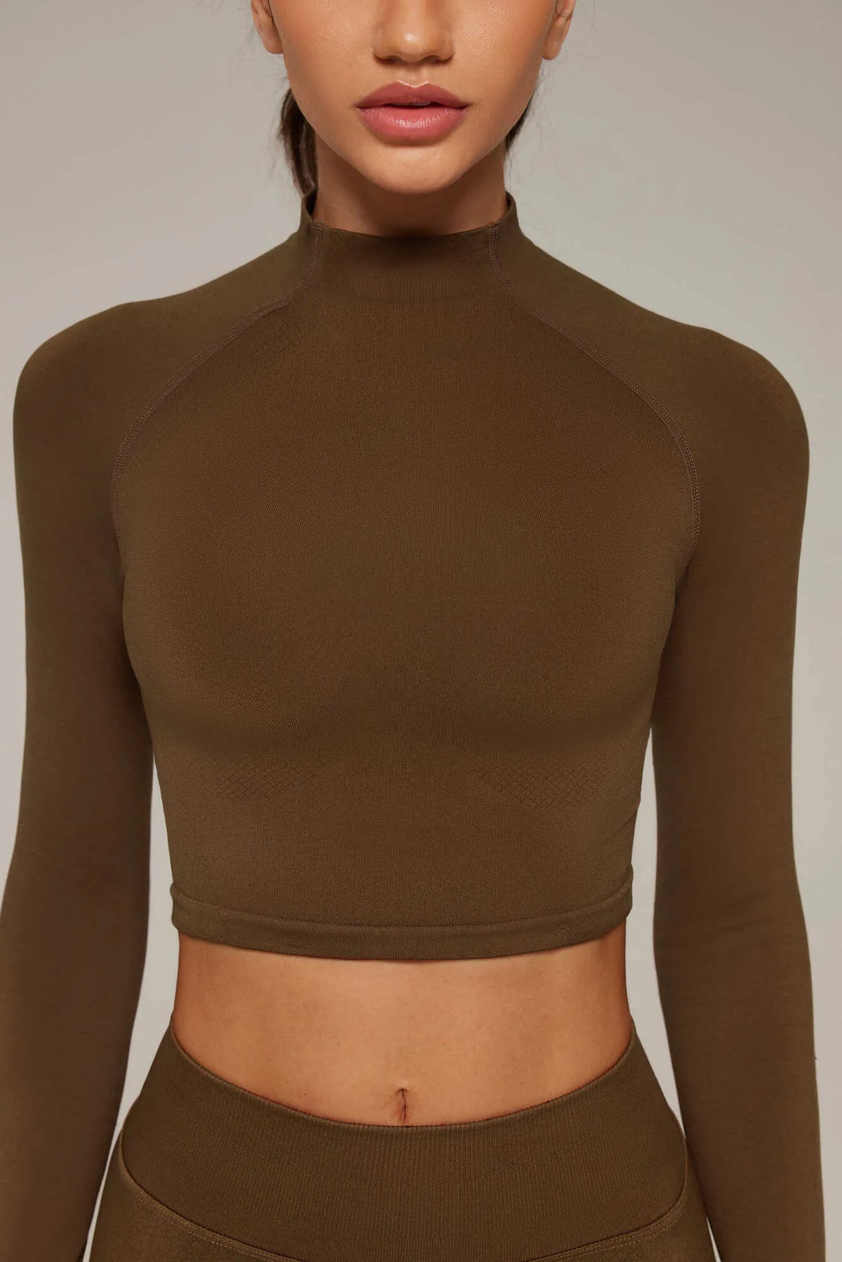 Mock Neck Crop Top Workout Set