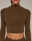 Mock Neck Crop Top Workout Set