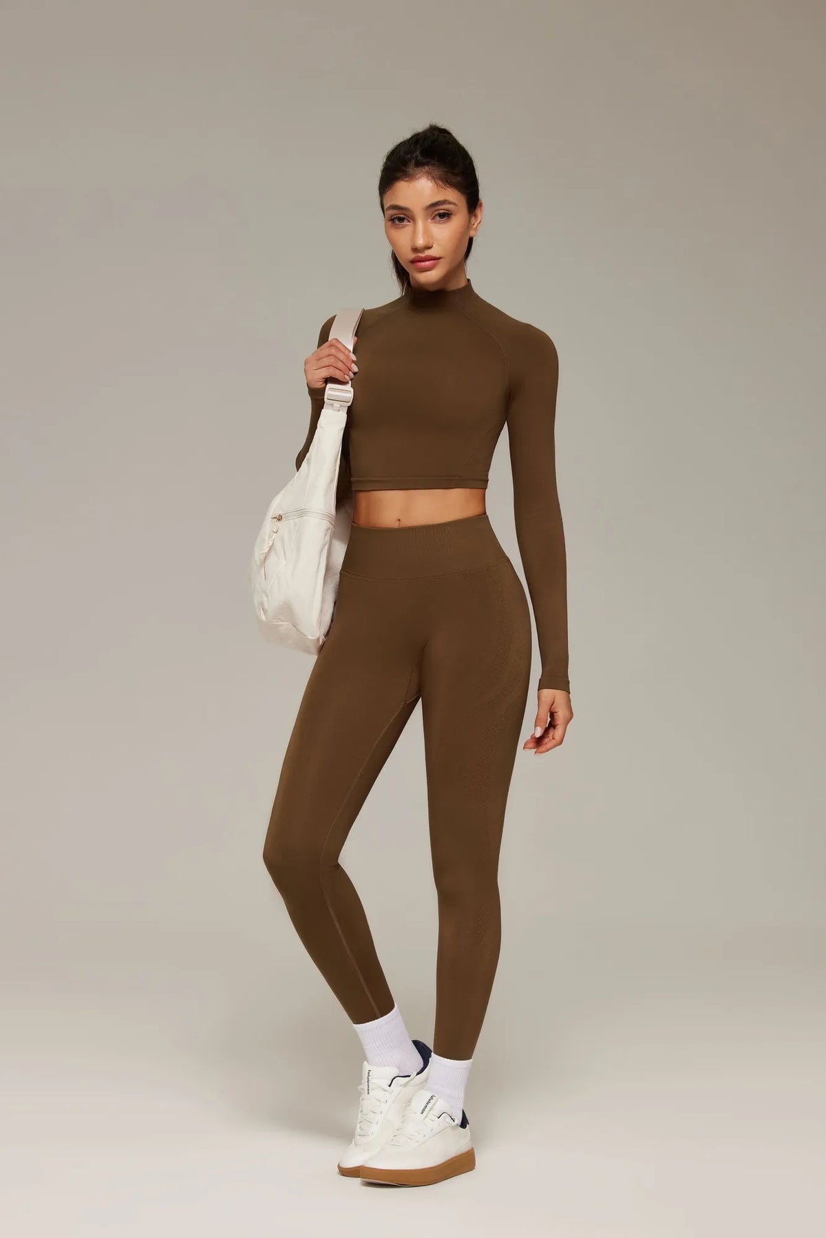 Mock Neck Crop Top Workout Set