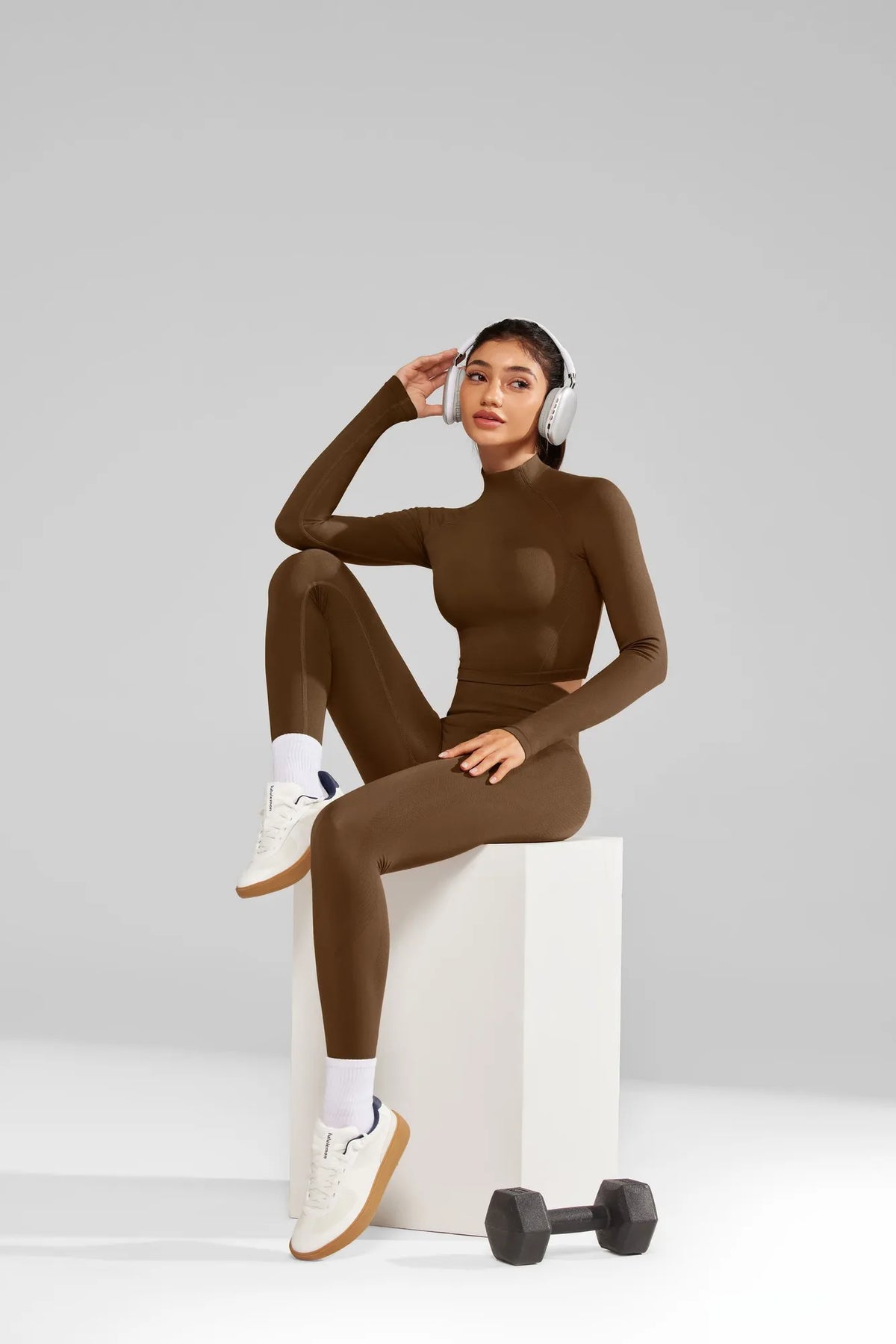 Mock Neck Crop Top Workout Set