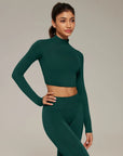 Mock Neck Crop Top Workout Set