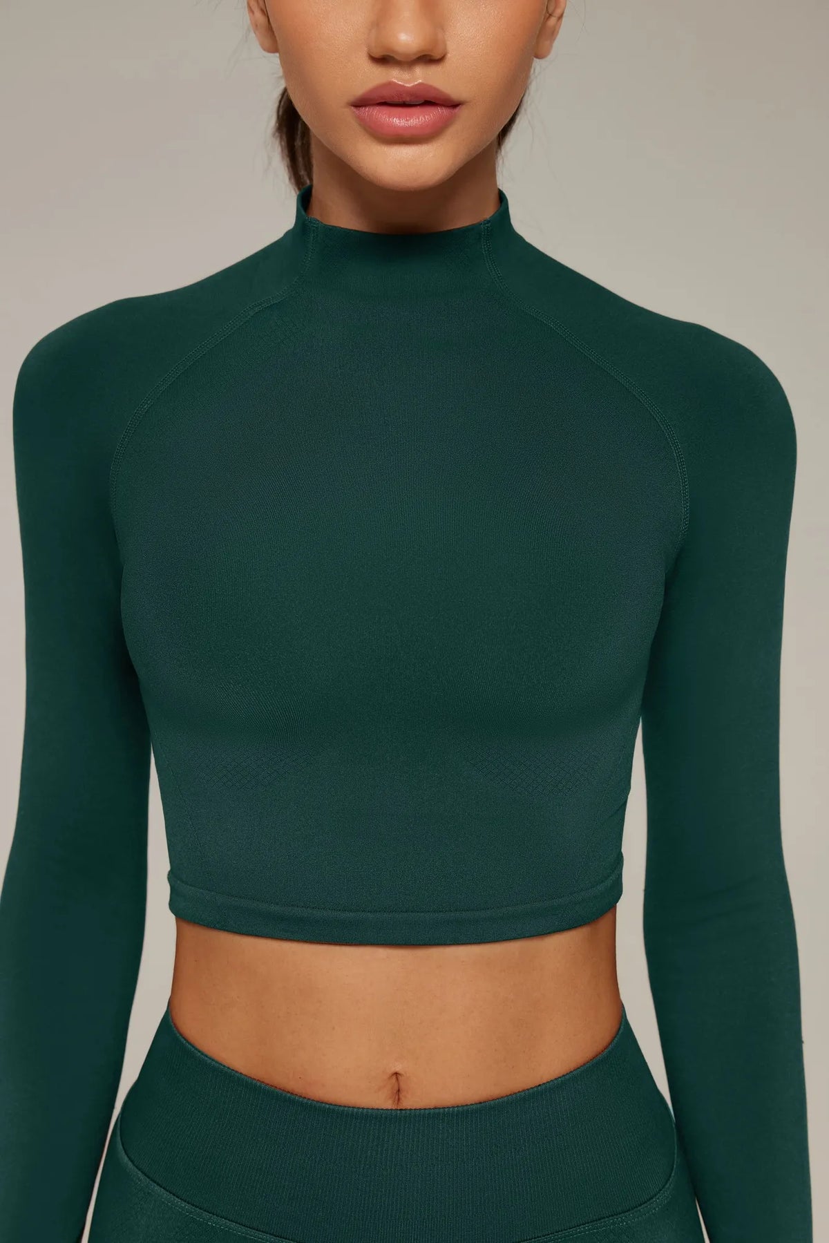 Mock Neck Crop Top Workout Set