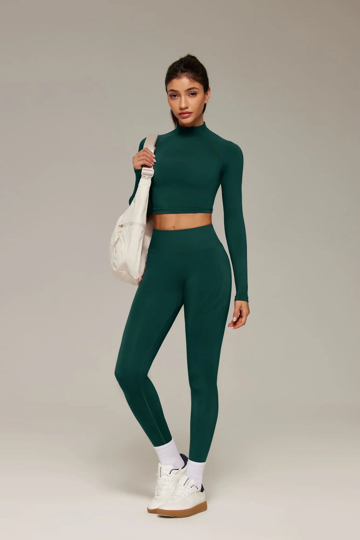 Mock Neck Crop Top Workout Set