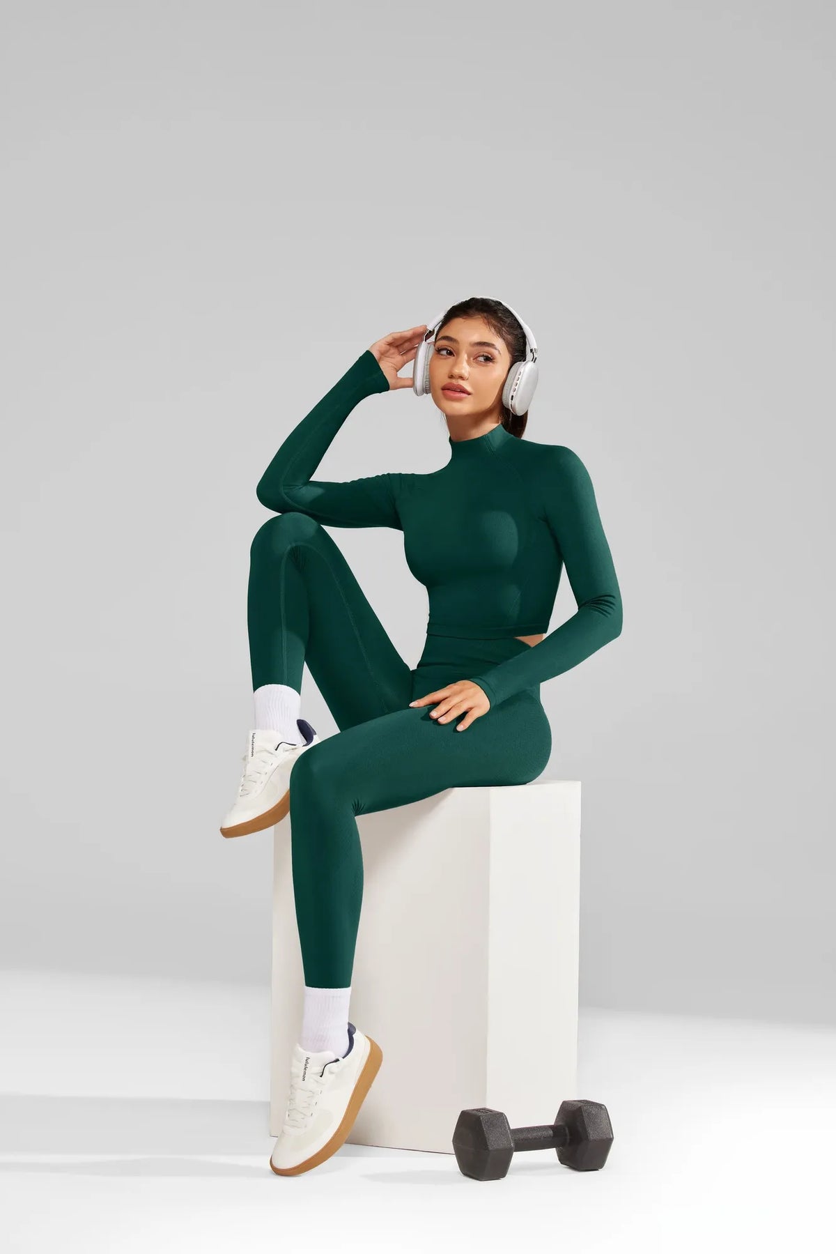 Mock Neck Crop Top Workout Set