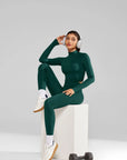 Mock Neck Crop Top Workout Set