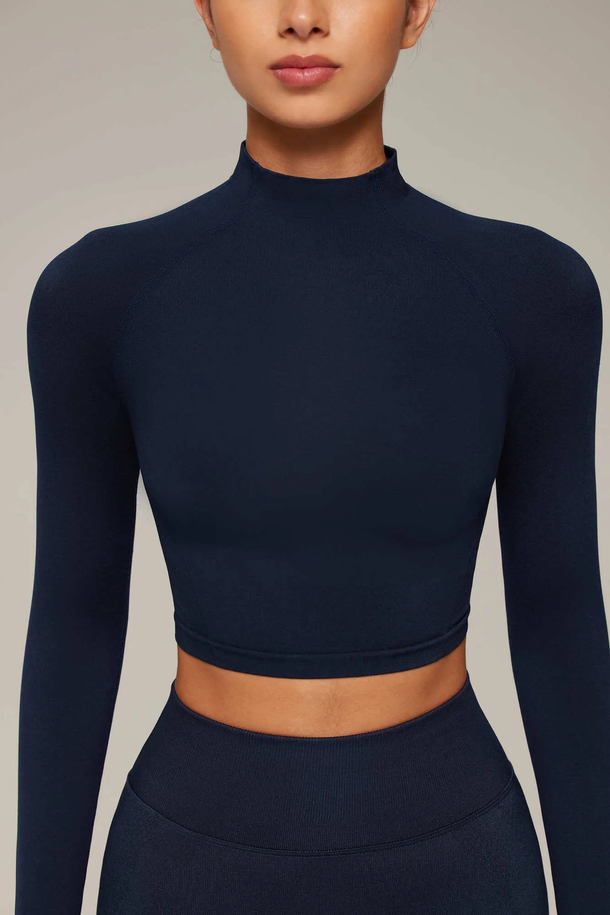 Mock Neck Crop Top Workout Set