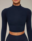 Mock Neck Crop Top Workout Set