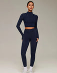 Mock Neck Crop Top Workout Set