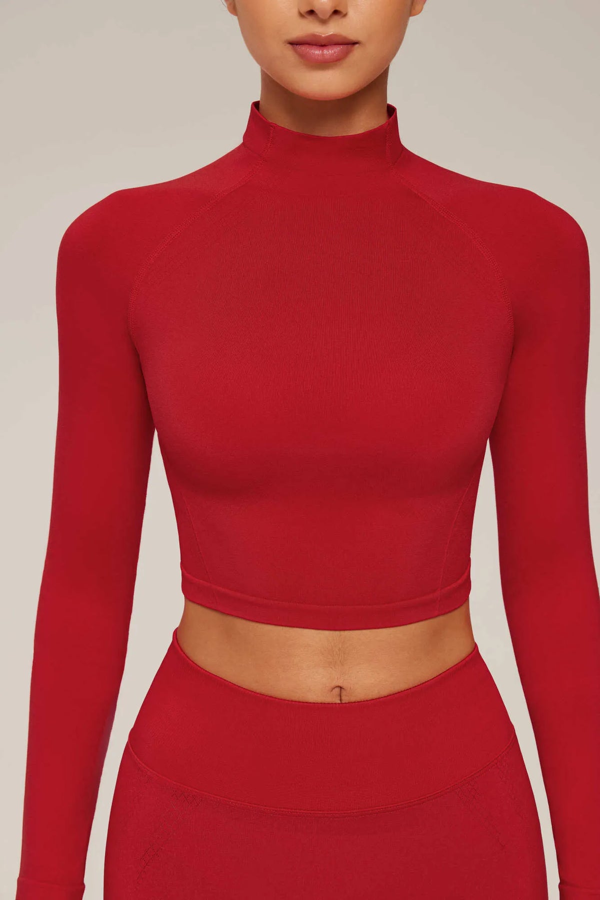 Mock Neck Crop Top Workout Set