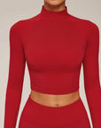Mock Neck Crop Top Workout Set