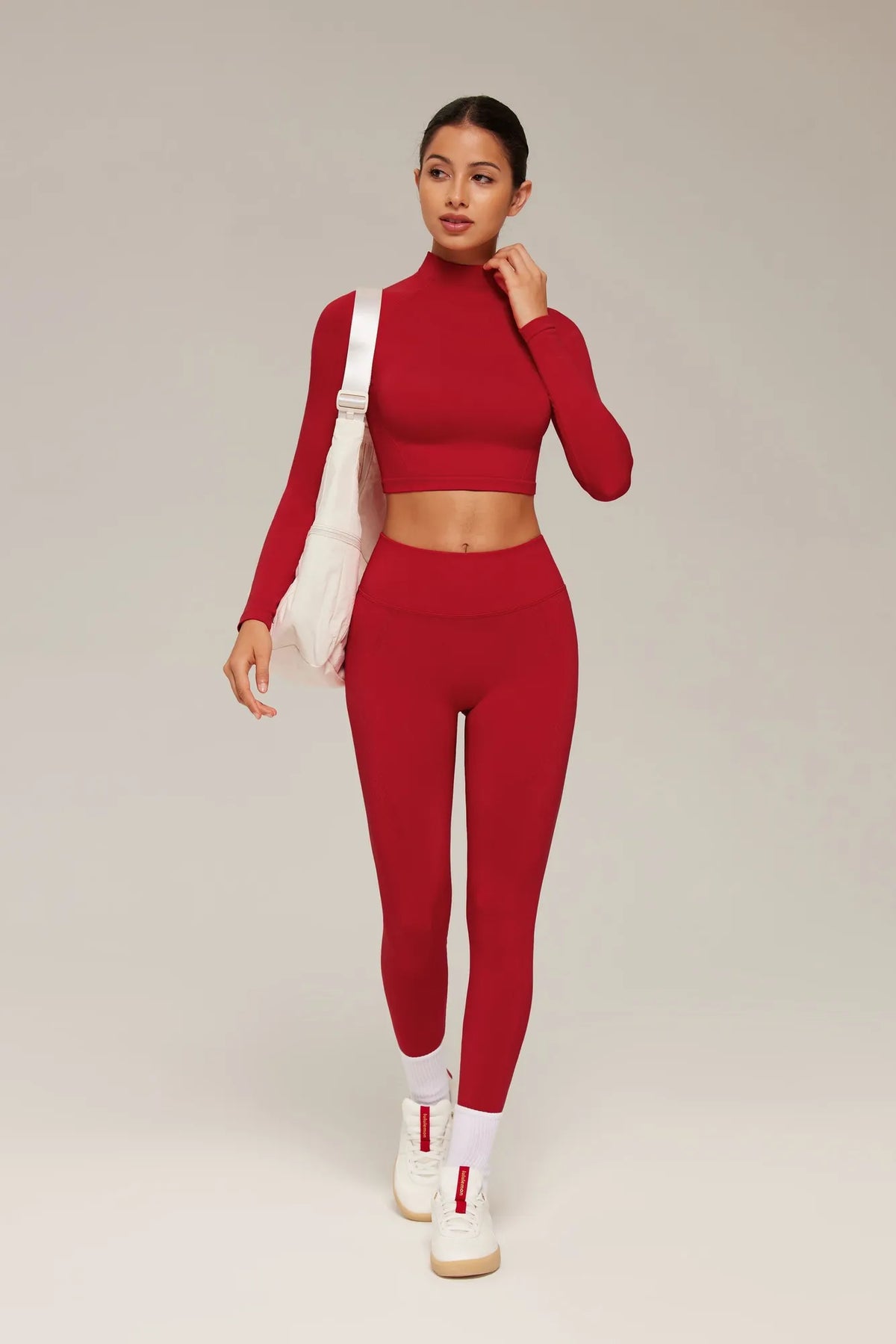 Mock Neck Crop Top Workout Set