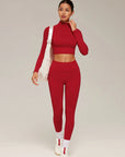 Mock Neck Crop Top Workout Set