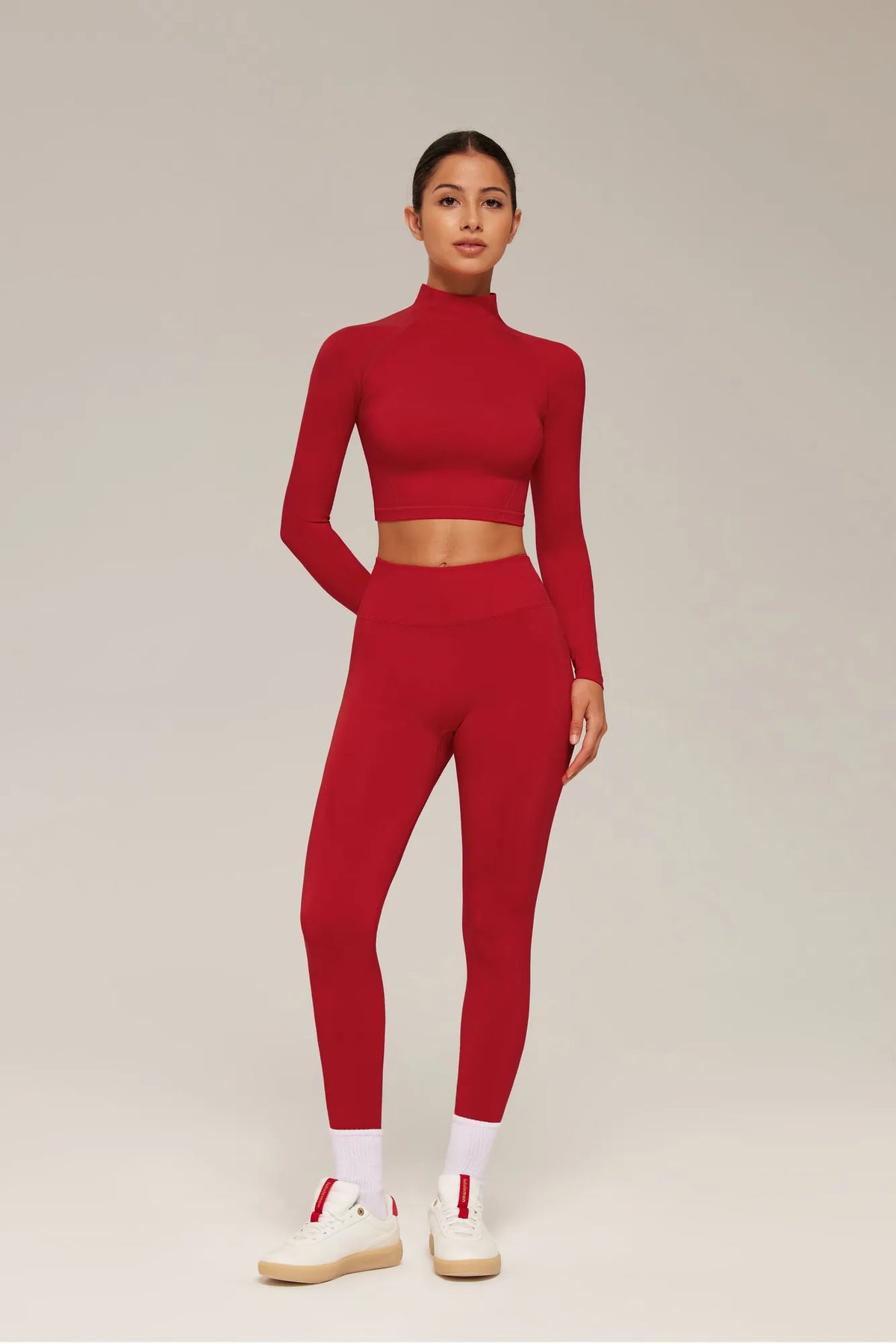 Mock Neck Crop Top Workout Set
