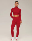 Mock Neck Crop Top Workout Set