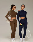 Mock Neck Crop Top Workout Set