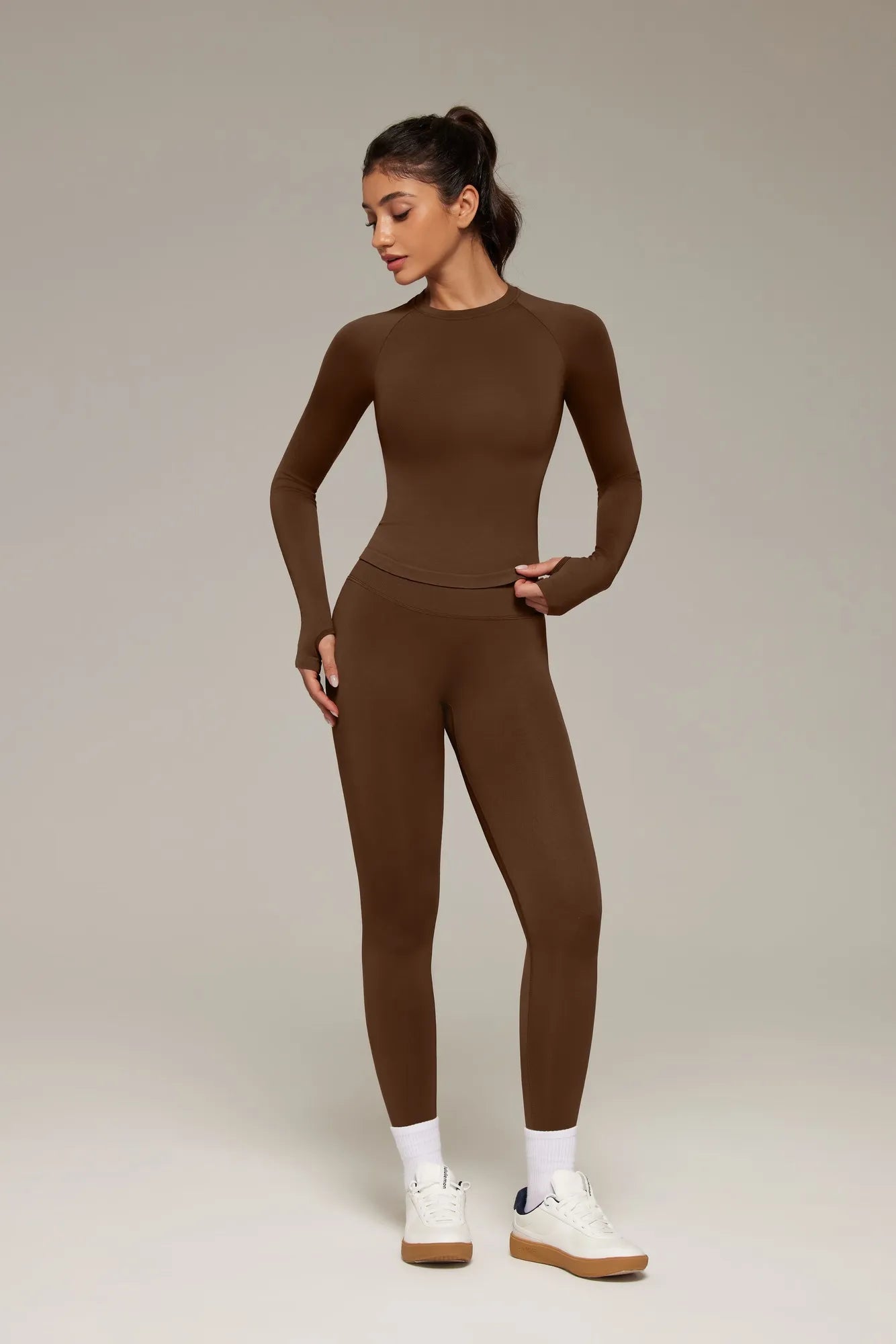 Gym Leggings Workout Set-SUUKSESS-Brown-XS-SUUKSESS