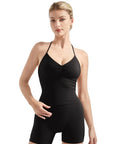 Ribbed Halter Backless Workout Set