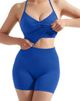Ribbed Halter Backless Workout Set